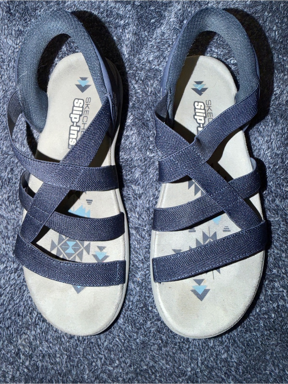 Skechers Navy Blue Strappy Slip-On Sandals